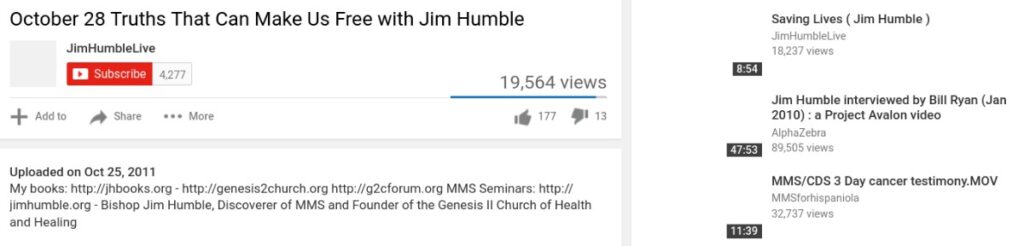 Screenshot. Video von Jim Humble „Wahrheiten, die uns frei machen können“.