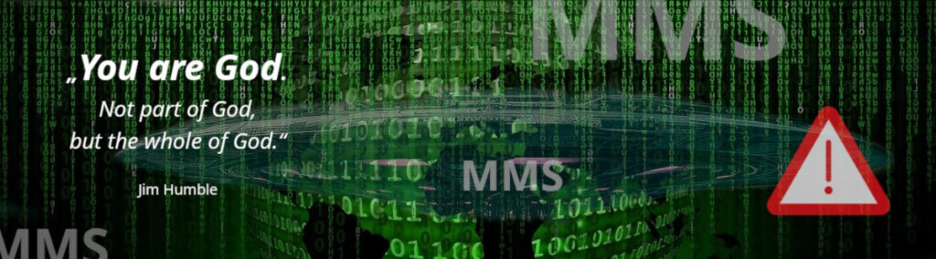 Bild: Matrix. In Anlehnung an das Hollywood Science-Fiction-Film „The Matrix“. Mit Worten von Jim Humble: „Du bist Gott“.